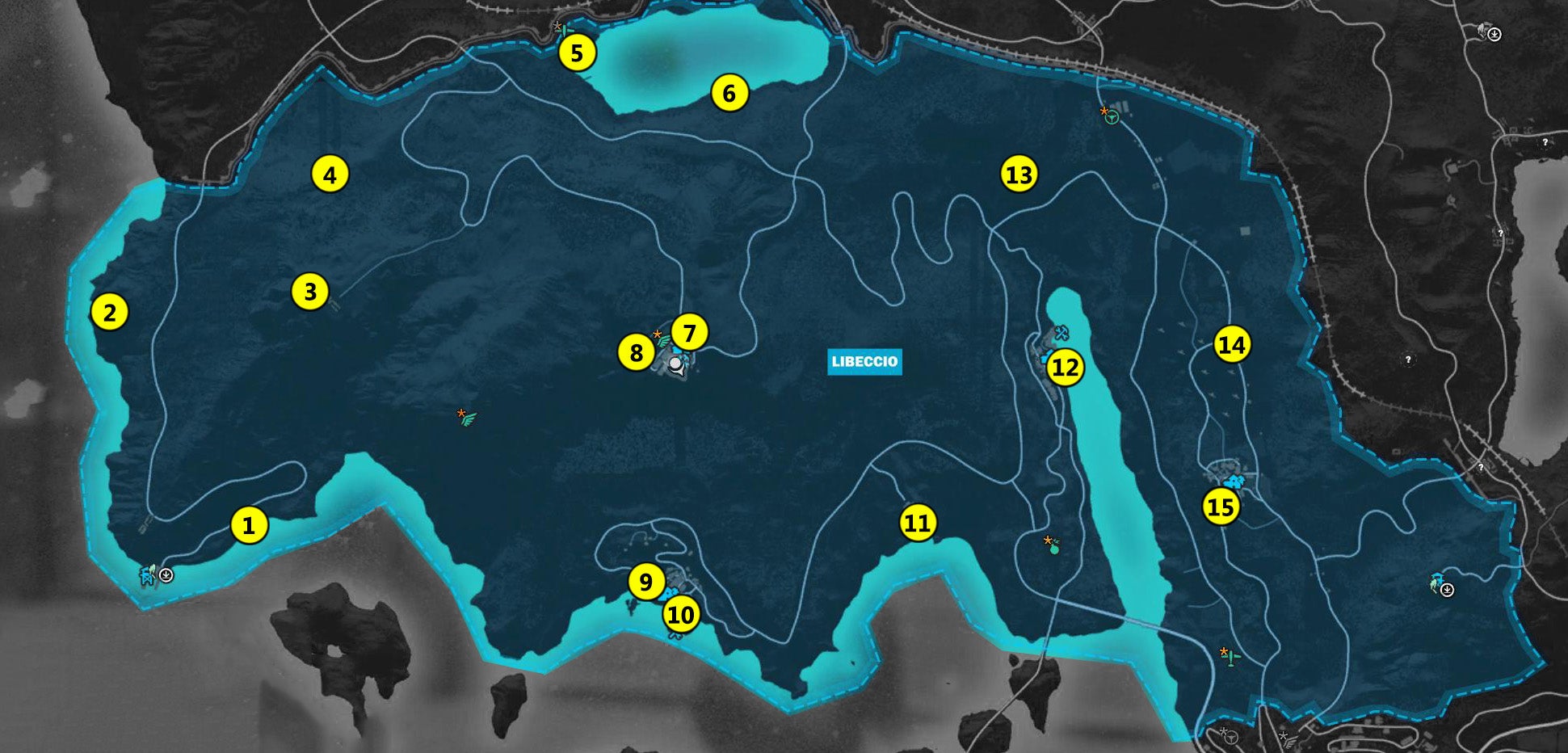 Just Cause 3 - Mapa Libeccio: taśmy, kapliczki, grobowce i inne